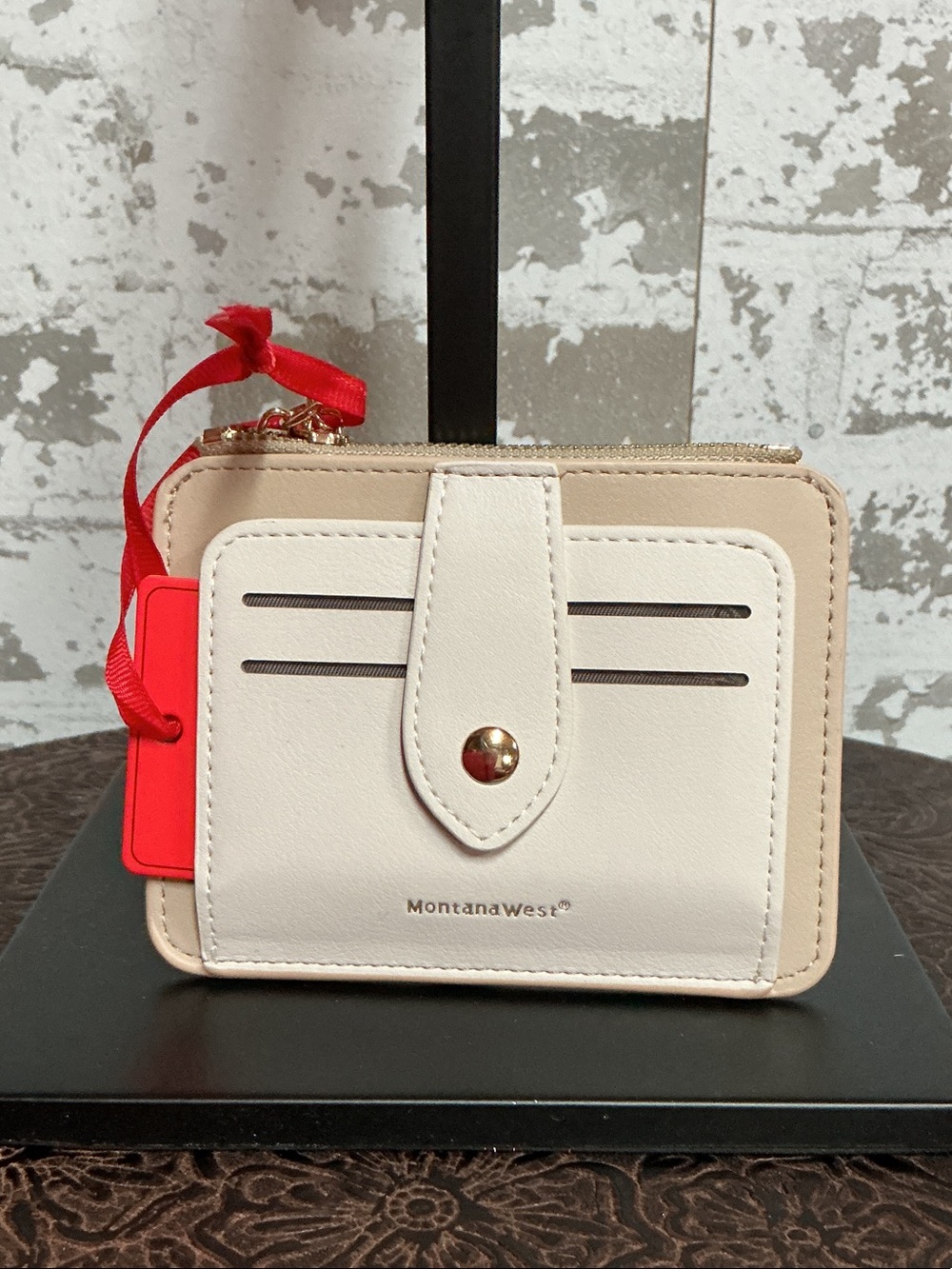 Montana West Cream & Beige Compact Cardholder Wallet with Snap MWC/W806KHBG